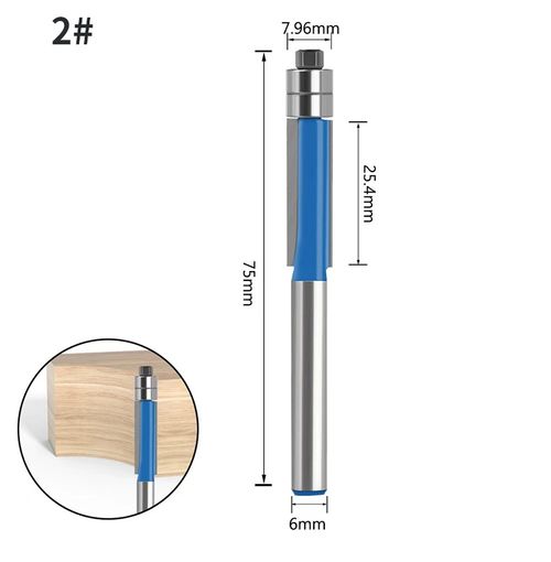 Blue 6mm Shank Router Bit with Tungsten Steel Blade for All Woodworking Needs