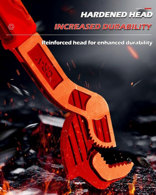 Adjustable Multi-function Self-locking Pipe Wrench Tool, Industrial Grade Heavy Duty Universal Soft Grip Plumbing Pipe Wrench, Self-Adjusting Spanner Quick Power Grip Pipe Wrench (8 Inches, 9-25 mm)