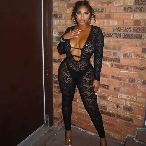 Lace See-Through Sexy Hot Girl Jumpsuit