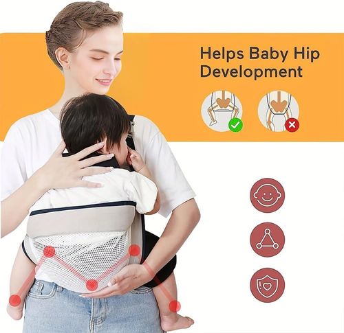 Comfortable, Adjustable Natural Cotton Baby Sling Carrier - Ideal for Newborns to Toddlers Under 44lbs(20Kg) - Breathable Half Wrap Hi