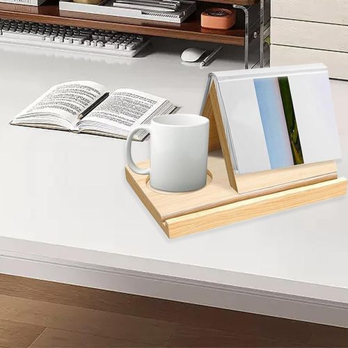 Wooden triangle bookshelf wooden bookshelf with cup holder small bookshelf reading gift