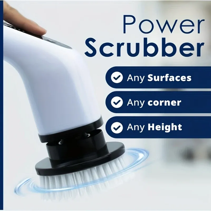 7-in-1 Electric Cleaning Brush, Electric Rotating Floor Brush, Cordless Electric Rotating Brush, with 7 Replaceable Brush Heads and Adjustable Telescopic Handle, Suitable for Floors, Bathrooms, Bathtubs, and Tiles