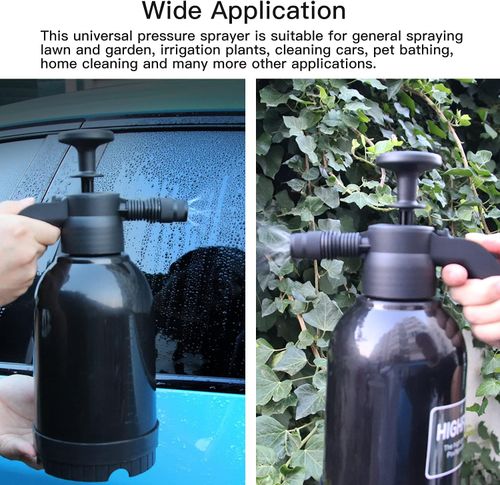 TiCoast Hand-held Pressure Sprayer, Garden Pump Sprayer Bottle with Adjustable Nozzle, for Spraying Weeds, Watering, Home Cleaning and Car Washing (Black)