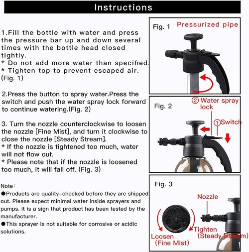 TiCoast Hand-held Pressure Sprayer, Garden Pump Sprayer Bottle with Adjustable Nozzle, for Spraying Weeds, Watering, Home Cleaning and Car Washing (Black)
