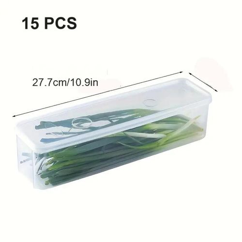 Super affordable family pack of 15 PCS,Plastic Reusable Refrigerator Organizer Boxes Kitchen Accessories