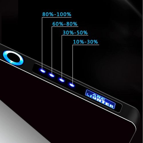 Portable Arc Lighter USB Rechargeable Lighters for Smoking Windproof Flameless Electric Lighter with LED Display Power for Candle with Gift Box (Black)