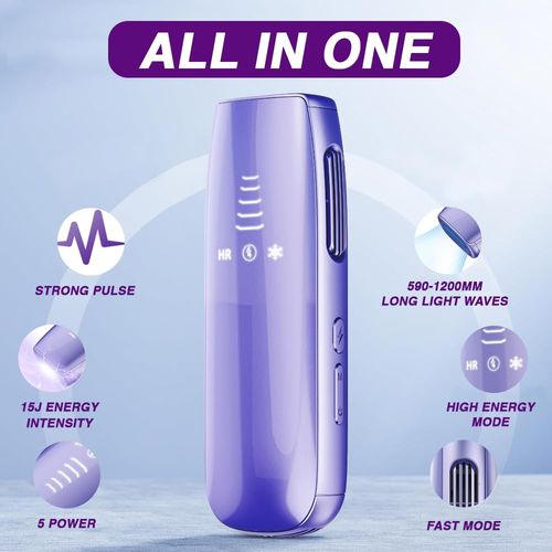 IPL Laser Hair Removal for Women & Men 61°F ice Cooling Function Nearly Painless 5 Adjustable Levels Electrolysis Permanent Hair Removal Device for Armpits Bikini Body Use at Home