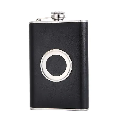 Wine portable hip flask with built-in collapsible glass and funnel