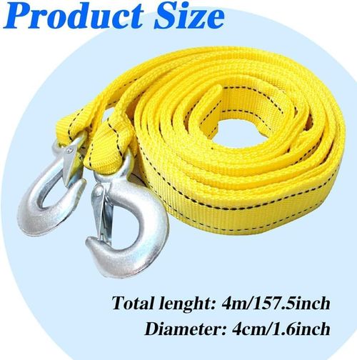 4M Heavy Duty 5 Ton Car Tow Cable Towing Pull Rope Strap Hooks Van Road Recovery for Audi Benz Buick Skoda Mazda Ford Toyota BMW