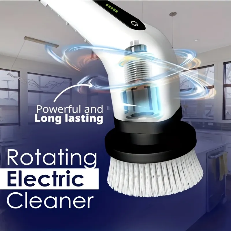 7-in-1 Electric Cleaning Brush, Electric Rotating Floor Brush, Cordless Electric Rotating Brush, with 7 Replaceable Brush Heads and Adjustable Telescopic Handle, Suitable for Floors, Bathrooms, Bathtubs, and Tiles