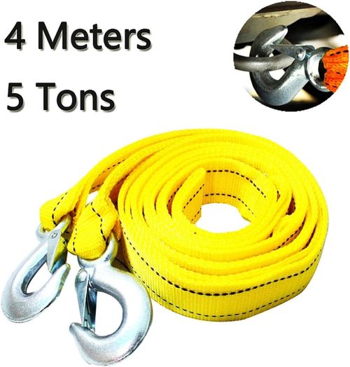4M Heavy Duty 5 Ton Car Tow Cable Towing Pull Rope Strap Hooks Van Road Recovery for Audi Benz Buick Skoda Mazda Ford Toyota BMW