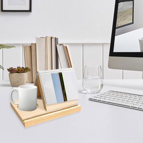Wooden triangle bookshelf wooden bookshelf with cup holder small bookshelf reading gift