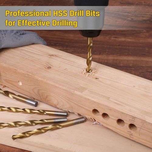 99pcs Straight Shank Twist Drill Set High-Speed Steel Ti-Plating Drill Bits Kit Punching and Drilling Accessory Twist Drills with Storage Box