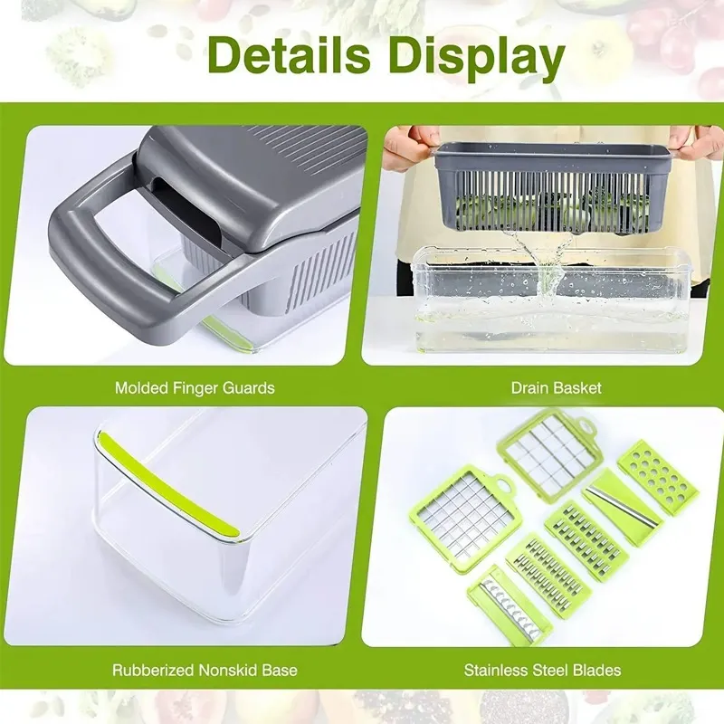 15 in 1 Multifunctional Kitchen Artifact Vegetable Cutter Dicer Shredder Grater Slicer Household Kitchen Supplies