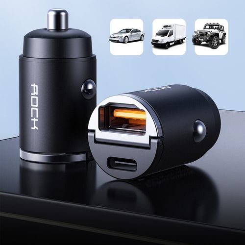 30W Type C Car Charger QC3.0 PD3.0 Mini Metal Dual USB Fast Charging Adapter