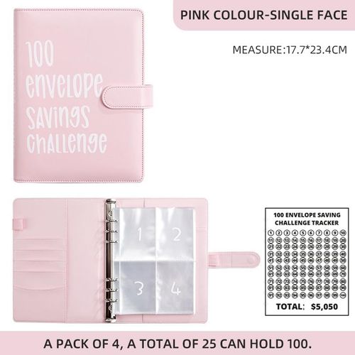 100 Envelope Challenge Binder, Budget Planner Saving Wallet