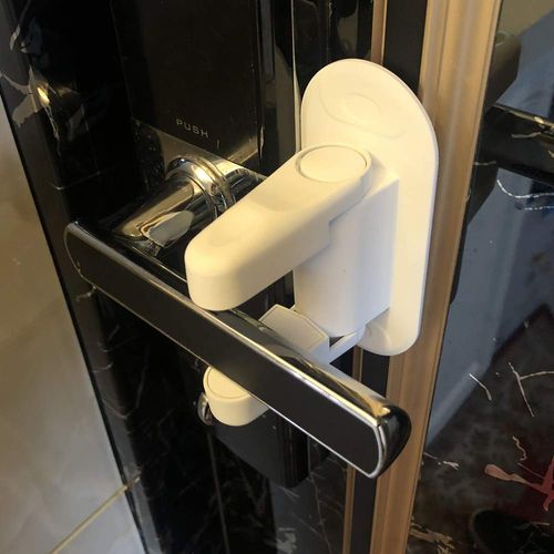 2pcs Child Safety Locks Door Handle Fixed Lock Baby Bnti-opening Door Lock Dynamic Function Safety Lock Punch-free