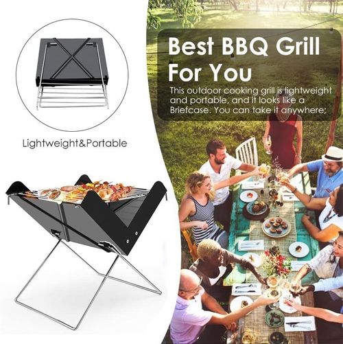 Stainless Steel Grill X-Shaped Foldable BBQ Stove Portable Barbecue Oven Outdoor Camping Picnic Charcoal Carbon Baking Grill