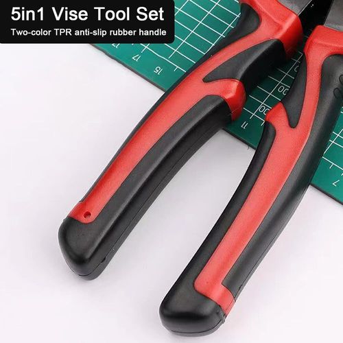 5 in 1 Versatile Heavy Duty Tool Kit, 5-PCS Plier Tool Set 5 in 1 Versatile Tool Kit Metal with Linesman Plier, Wire Stripper, Crimping Tools, Sheet Metal Shear