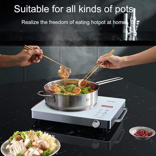 Electric Heating Plate, Infrared Cooker, 2200W Double Crystallite Glass Plates Ceramic Hot Plate Cooker, Portable Electric Stove with Variable Temperature Touch Control, Over Heat Protection,White