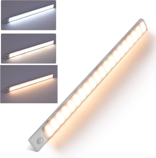 30cm LED Under Cabinet Lighting Motion Sensor Wireless Rechargeable Closet Light, Ultra Thin Under Cabinet Light for Kitchen, 3-Color Dimmable Night Light for Bedroom Closet Cupboard Wardrobe Stairs