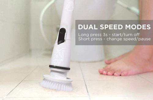 Ohuhu cordless Electric Spin Scrubber, Rechargeable Cordless Shower Scrubber Bathroom Cleaning Supplies, Power Tub & Tile Scrubber Baseboard Cleaner Tool with 6 Replaceable Cleaning Scrubber Brush Heads