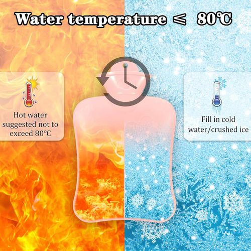 Hot Water Bottle with Fluffy Cover, Detachable Waist Warm Water Bag, Prime Natural Rubber & Soft Artificial Plush Fur Water Cover, Help for Pain Relief, Waist, Back, Neck and Shoulders
