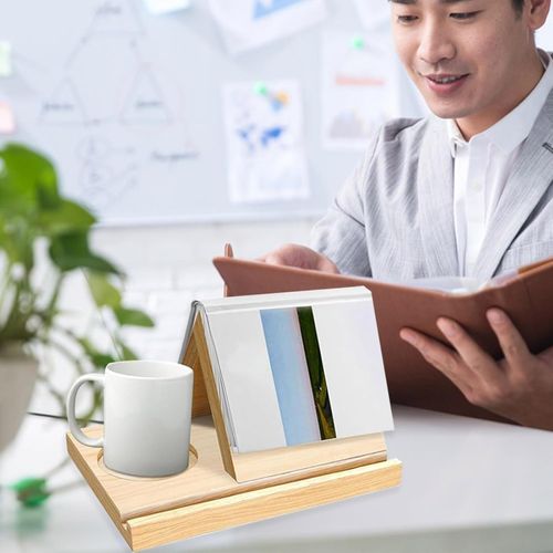 Wooden triangle bookshelf wooden bookshelf with cup holder small bookshelf reading gift