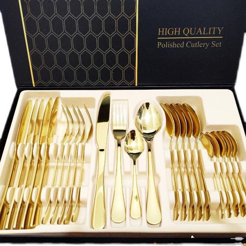 24 Piece Set Stainless Steel Dinner Set Modern Design Business Gifts Wedding Gifts Tableware Kitchen Home Decor