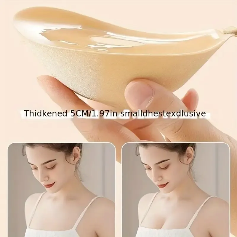 3 Pair of Invisible Lift Bra Inserts for Women - Thick 5cm Nylon & Spandex, Seamless Push-Up Pasties with Gathered Design for Fuller Look, Ideal for Wedding Dresses & More