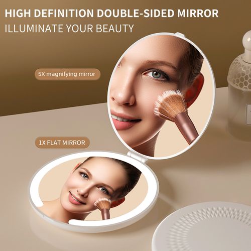 LED makeup mirror portable folding flip mirror portable makeup mirror charging travel mini mirror