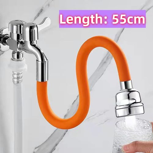 55cm Drain Extension Tube, Faucet Extender Adjustable Sink Drain Extension Tube, ABS 360 Degree Adjustable Tap Extension Tube for Bathroom Orange