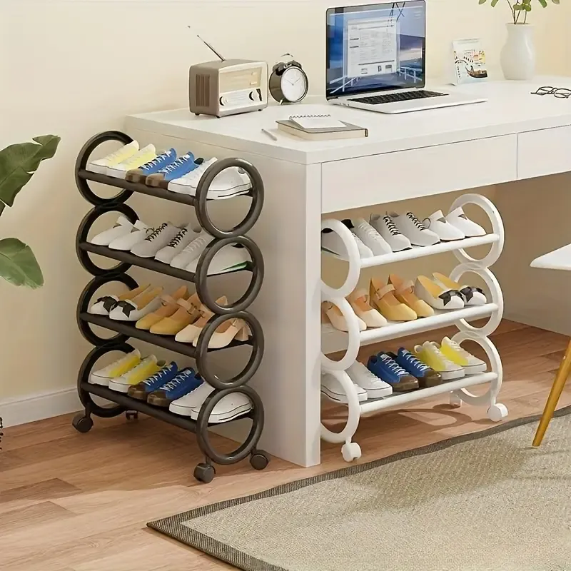 4-Tier Rolling Shoe Rack with Wheels
