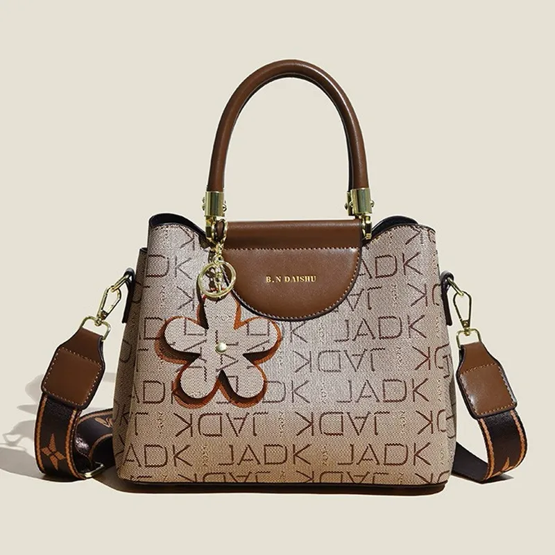 Retro Printed Women's Handbag Fashion Commuter Large Capacity Tote Bag Versatile Multi-layer Shoulder Crossbody Bag