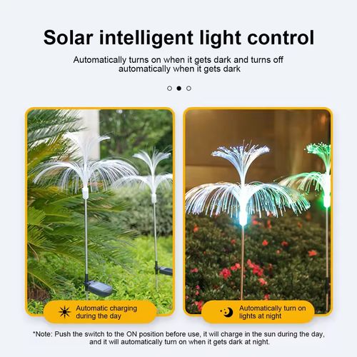 Solar Jellyfish Light Colorfull Garden LED Fiber Optic Lights Outdoor Waterproof Decoration Lamp for Lawn Patio Villa Yard Decor