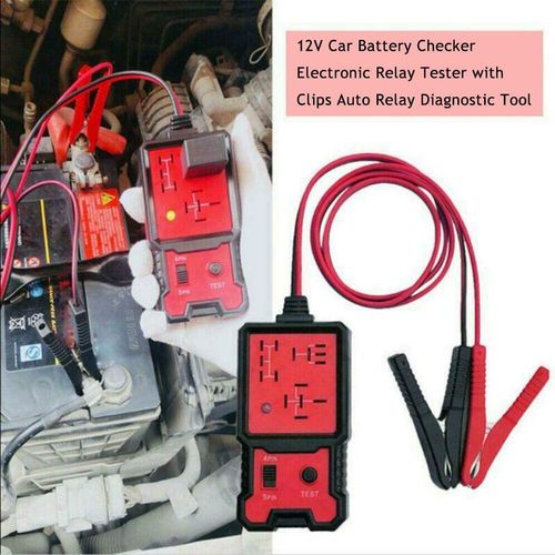 Automotive Relay Tester 12V Auto Relay Diagnostic Tool Small Handheld DIY Car Relay Tester with Battery Clips