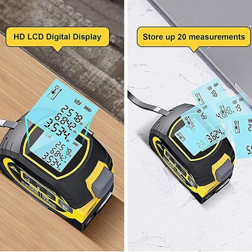 3 in 1 Digital Distance Meters with LCD Display, 40M Measure, 5M Tape Measure, Vertical Cross Line
