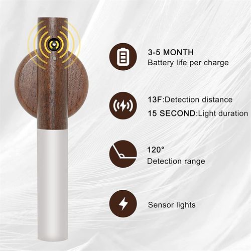 LED Wood Grain Magnetic Wall Lamp Motion Sensor USB Night Light Cabinet Closet light Staircase Bedroom Table Bedside Lighting