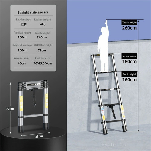 Telescopic Extension Ladder , Aluminum Extension Ladder with Carrying Bag for Outdoor Indoor Use