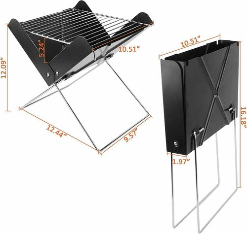 Stainless Steel Grill X-Shaped Foldable BBQ Stove Portable Barbecue Oven Outdoor Camping Picnic Charcoal Carbon Baking Grill