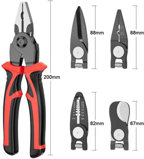 5 in 1 Versatile Heavy Duty Tool Kit, 5-PCS Plier Tool Set 5 in 1 Versatile Tool Kit Metal with Linesman Plier, Wire Stripper, Crimping Tools, Sheet Metal Shear