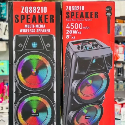 ZQS8210 dual 8-inch speakers, subwoofer, portable party karaoke sound system, 80W peak power, outdoor wireless Bluetooth speaker