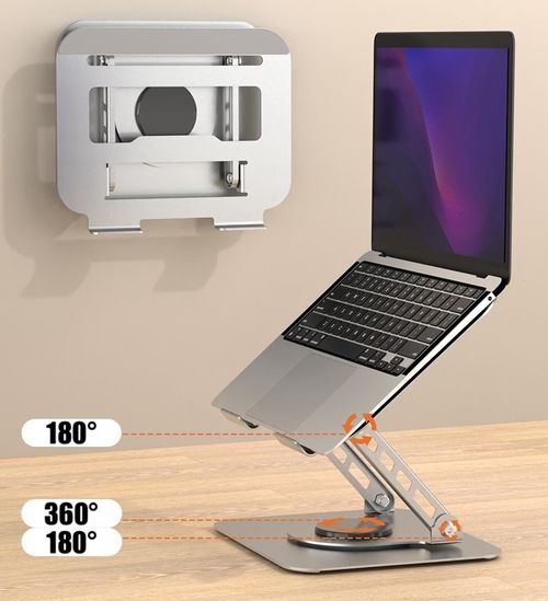 Upgrade 360° Rotate Full Metal Laptop Stand  Notebook Dudukan Lipat Laptop Holder - Silver Rotate