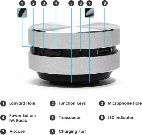 Mini Bluetooth Speaker, Bone Conduction Speaker, Stereo Magnetic Portable Speaker Support Dual Speaker, Speaker Music Player Support FM Radios (Silver)