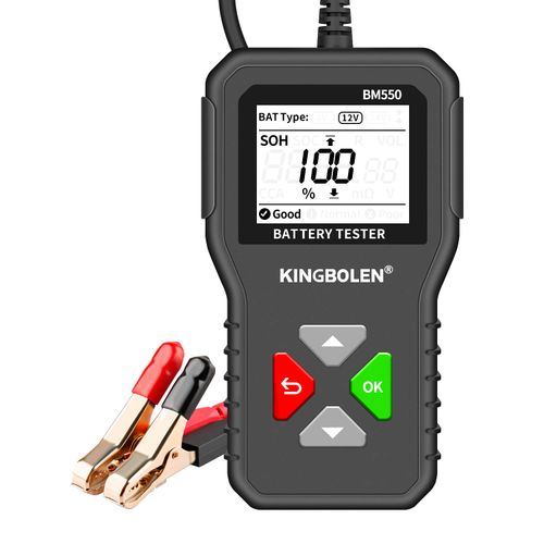 BM550 6V 12V 24V Car Battery Tester, 100-2000 CCA Voltage Tester 2Ah-220Ah Internal Resistance Tester Accurate Digital Auto Battery Analyzer for Cars Trucks SUV ATV Boats Motorcycles Vehicle