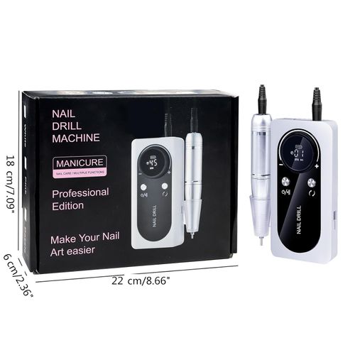 Electric 45000RPM Nail Drill Machine Rechargeable Portable Nail File Electric DIY Nail Drill Kit with Smart LCD Screen for Gel Nail Manicure and Pedicure Reflective Body etc(White)