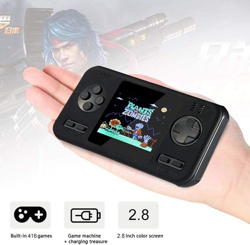 Portable Charger with Handheld Console Games, 8000mAh Power Bank Game Player 2.8 inches Color Screen Gameboy 416 Retro Video Games Dual USB External Battery Pack for Phone, Pad, Tablet & More (Black)