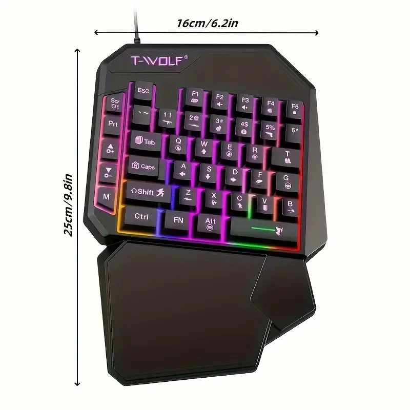 T-WOLF RGB Backlit 35 Key Portable Mini Gaming Keyboard