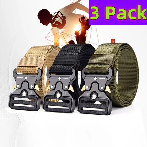 3 Pack Simple Military Enthusiast Tactical Nylon Belts