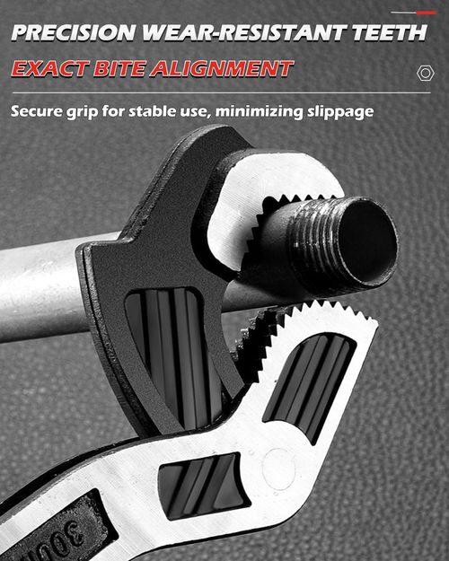 Adjustable Multi-function Self-locking Pipe Wrench Tool, Industrial Grade Heavy Duty Universal Soft Grip Plumbing Pipe Wrench, Self-Adjusting Spanner Quick Power Grip Pipe Wrench (8 Inches, 9-25 mm)